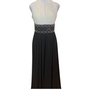 NWT R & M Elegant Halter Maxi Dress Beaded Waist Sleeveless Formal Gown Size 6